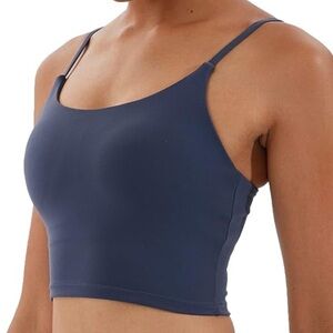 Navy long line cropped Sports Bra/ tank top
